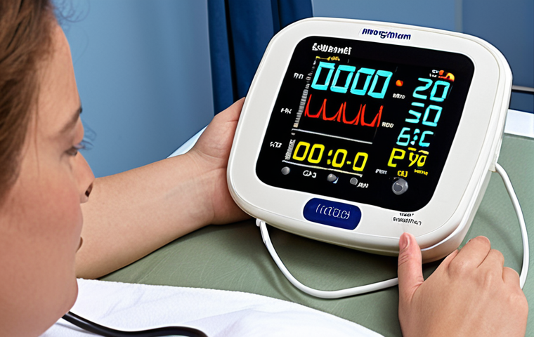 Vital Signs Recording**
Prompt: A nurse meticulously records a patient's vital signs (temperature, pulse, respiration, blood pressure) on an EMR, focusing on the digital display of the equipment and the detailed entries in the electronic chart. Display vital signs on a screen Temperature: 37.5°C, Pulse: 80 bpm, Respiration: 20 breaths/min, BP: 120/80 mmHg
**