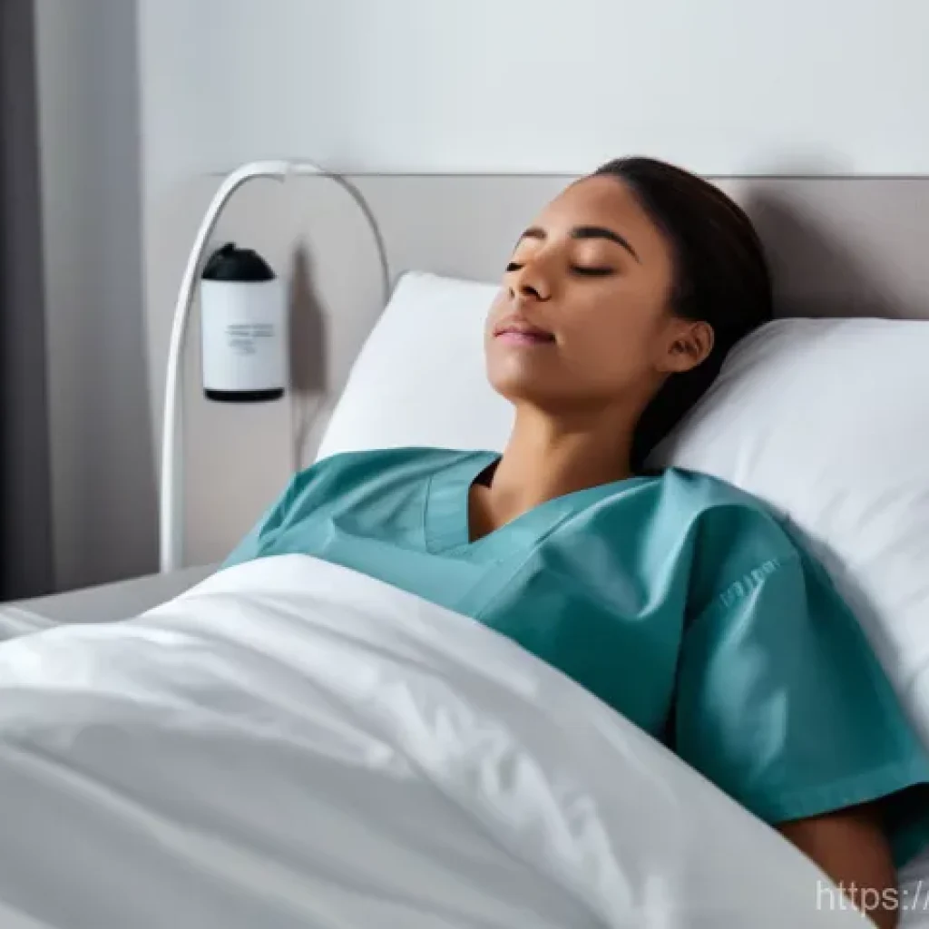 간호사 건강관리 팁 - A female nurse, appearing tired but with a sense of relief, is in her meticulously prepared bedroom ...