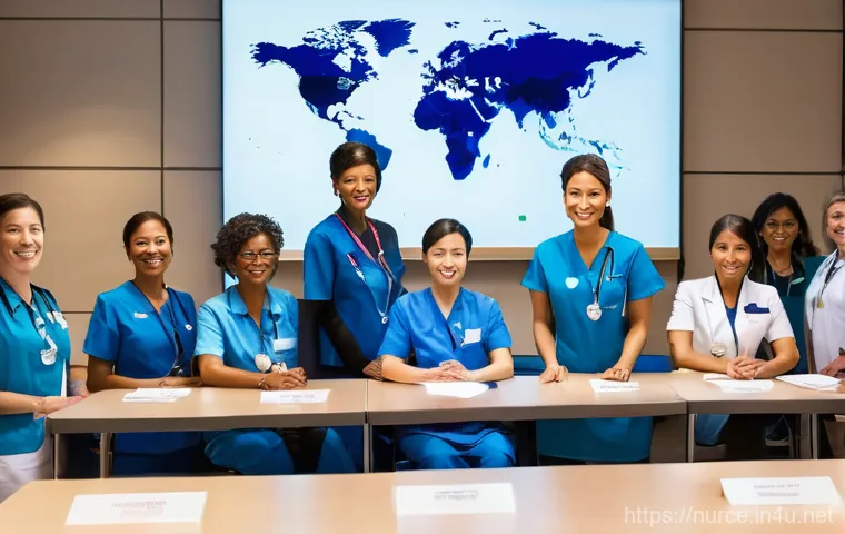 간호사의 글로벌 직무 트렌드 - **Digital Healthcare and AI Integration in a Smart Hospital Setting**: A professional female nurse, ... 간호사의 글로벌 직무 트렌드 - **Digital Healthcare and AI Integration in a Smart Hospital Setting**: A professional female nurse, ...