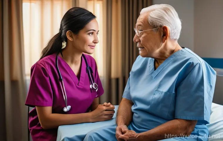 간호사의 환자 치료 계획 작성법 - **Prompt 1: Empathetic Holistic Assessment**
An empathetic female nurse, mid-30s, wearing profes...